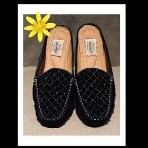 Black Studded Quilted Mules/Slip on Flats - size 9